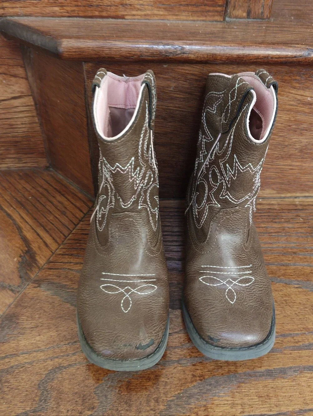 Brown Western Cowboy Boots Size 12 Kids